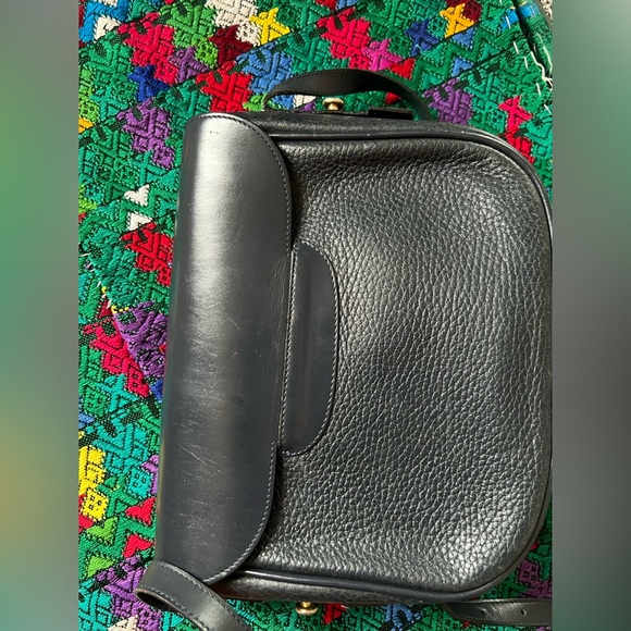 Vintage Del Rio Black Genuine Leather Saddle Crossbody Shoulder Bag - Picture 4 of 16